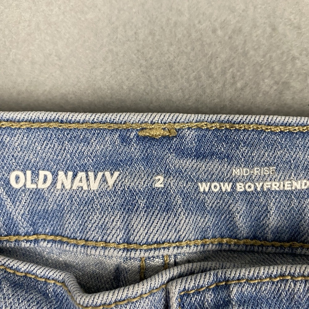 Old‎ Navy Mid Rise Wow Boyfriend Jeans Womens 2 Light Wash Stretch - Picture 5 of 9